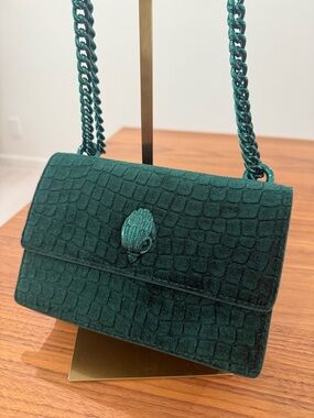 Kurt Geiger Deep Green Textured Chain Shoulder Bag